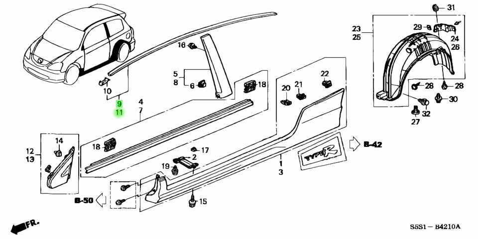 Genuine Honda Roof Moulding Civic Type R EP3 ( L+R SIDE ) - J.R Performance