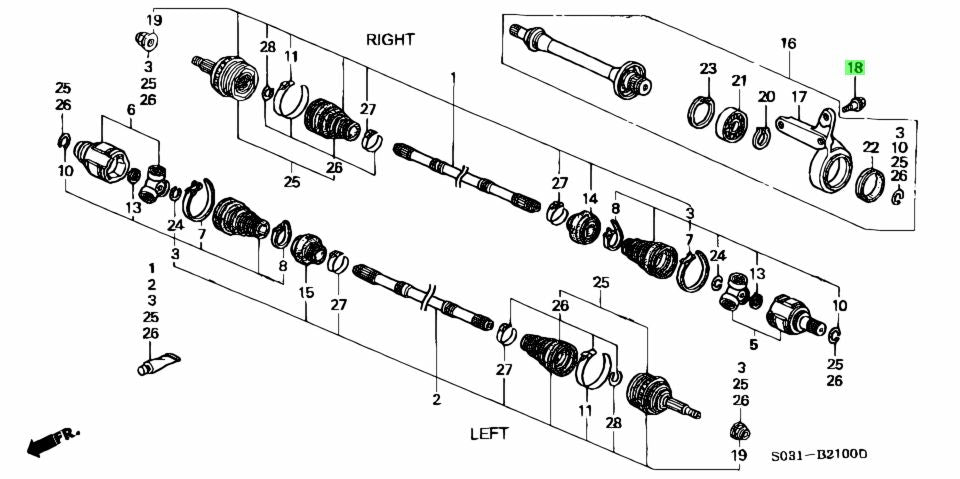 Honda OEM Midshaft Bolt D/B/F/H/K - J.R Performance