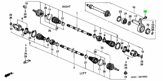 Honda OEM Midshaft Bolt D/B/F/H/K - J.R Performance