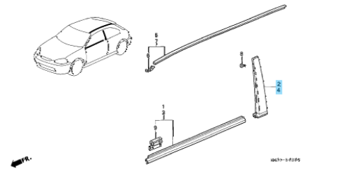 Honda Civic EK Genuine OEM Door Sash (Pair) - J.R Performance