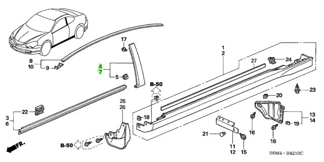 Genuine Honda Door Sash Trim Pillar Moulding Integra Type R DC5 ( PAIR ) - J.R Performance 