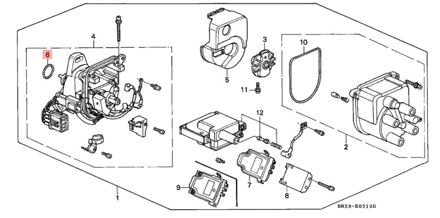 Distributor O-Ring & Seal Set For Honda/Acura - Made In Japan, BH3888-E0, NOK Brand