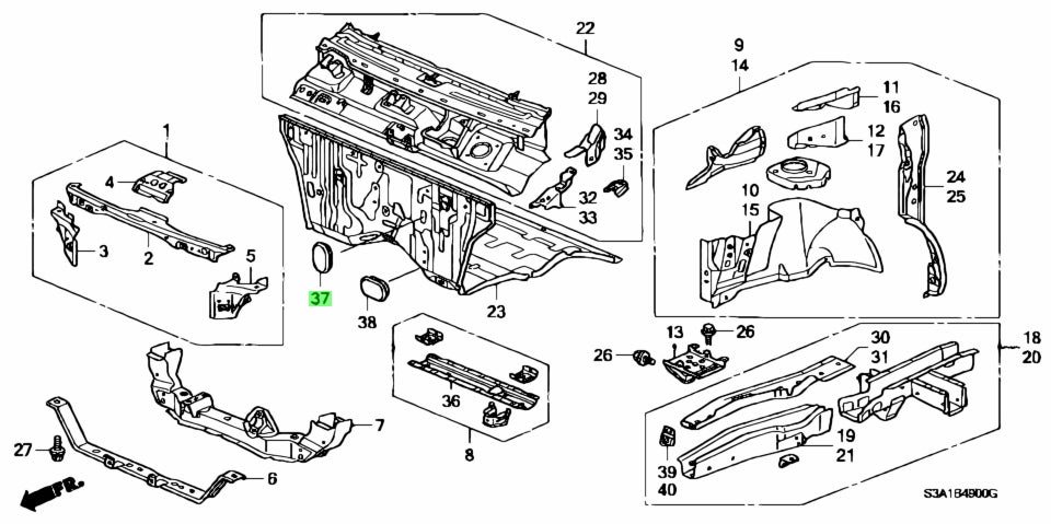 HONDA OEM PASSANGER SIDE LOOM BLOCK OFF (EG/DC2) - J.R Performance 