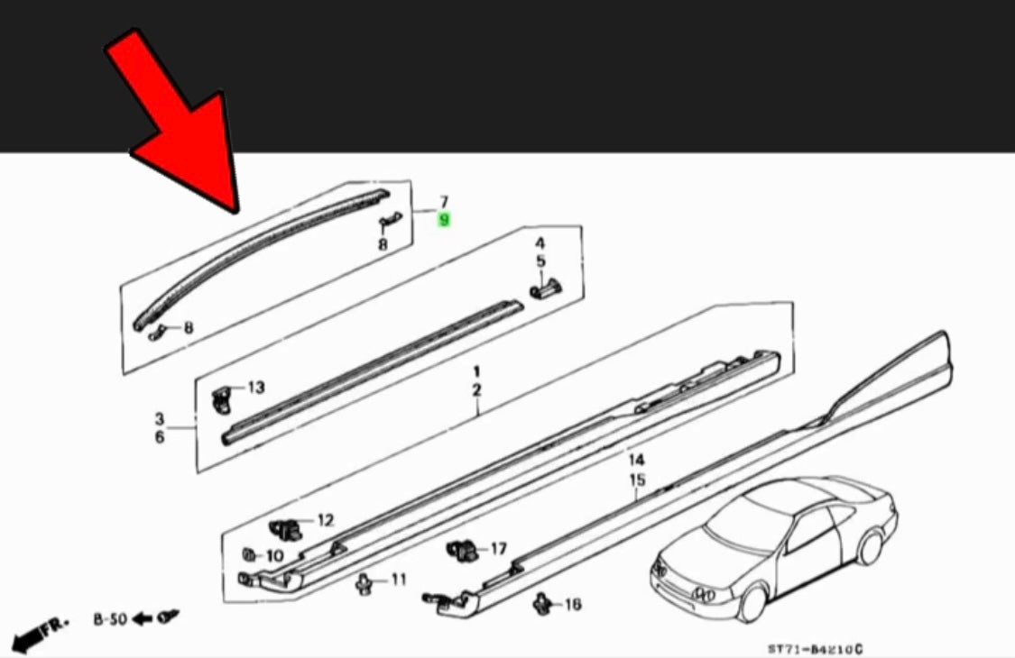 Genuine Honda DC2/4 Roof Moulding Strip ( PAIR ) - J.R Performance 