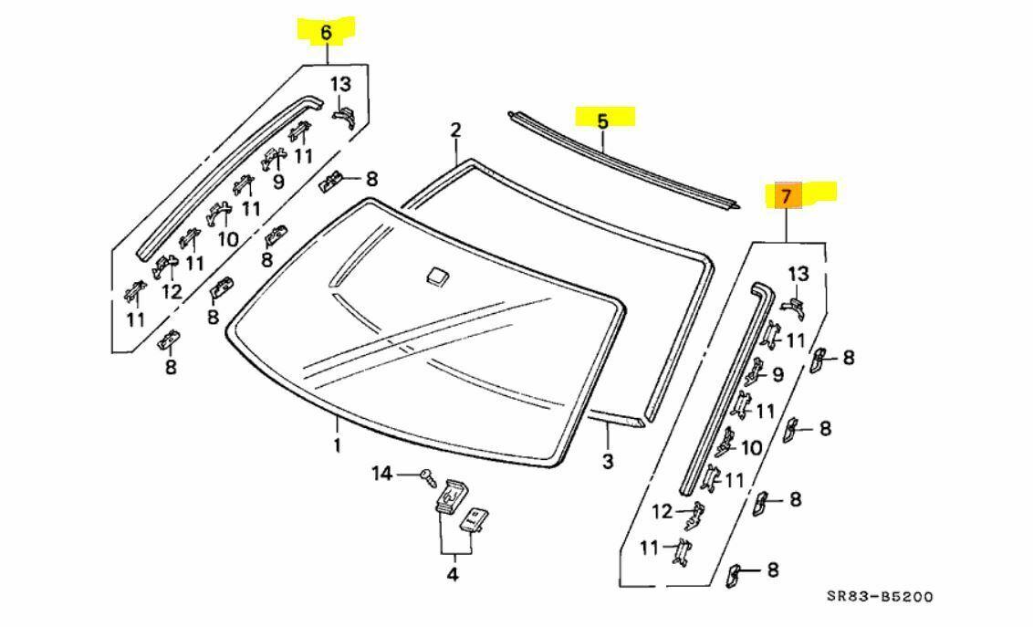 HONDA Genuine Civic 92-95 Front Windshield Moulding - J.R Performance 