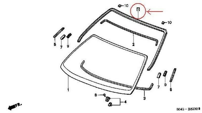 HONDA GENUINE CIVIC EK9 TYPE-R Front Windshield Moulding Set - J.R Performance 